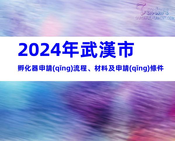 2024年武漢市孵化器申請(qǐng)流程、材料及申請(qǐng)條件