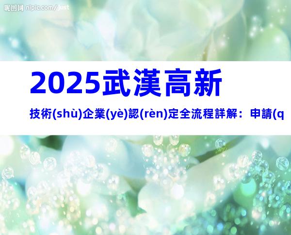 2025武漢高新技術(shù)企業(yè)認(rèn)定全流程詳解：申請(qǐng)條件與材料清單一覽
